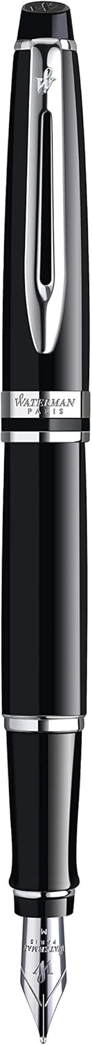 Waterman Expert Fountain Pen, Glossy Black | Chrome Attributes, Medium Nib - Image 5