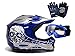 TMS? Youth Blue/Silver Skull Dirt Bike Motocross Helmet MX+Goggles+Gloves~L