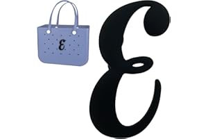 TOYORK Bag Charm - Charms for Bogg Bags, Decorative Alphabet Lettering, Beach Tote Accessories, L 4xW 3.5 inches, Black, One Charm with Card