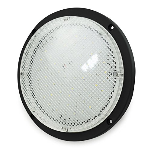 RV Trailer Camper 5th Wheel Black Housing 8.5" Round Scare Porch 12V