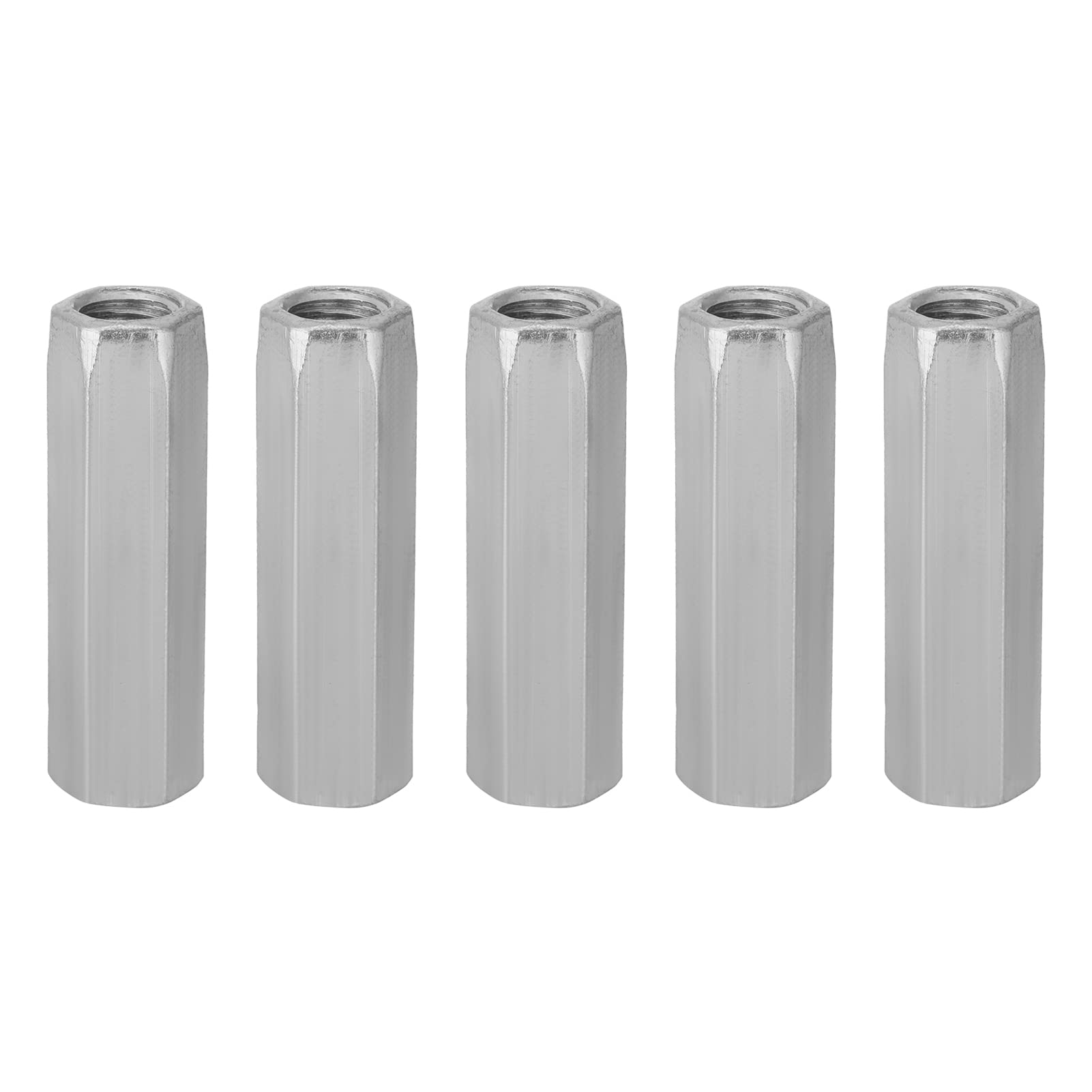 Long Hex Nut M10×50 5pcs Zinc-Plated Steel Heavy-Duty Nuts for Machinery, DIY Projects, Home & Office Use