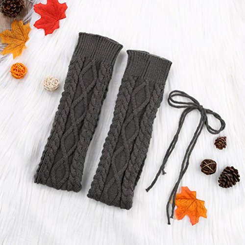 Binmer(TM)Winter Outdoor Fashion Warm Cable Knit Leg Warmers Foot Glove (Dark Gray)
