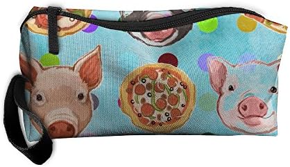 Pigs And Pizza 3D Printing Zipper Closure Cosmetic Novelty Pencil Pen Case Travel Bag Tote For Unisex