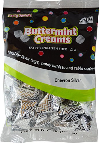 Party Sweets Chevron Silver Buttermints by Hospitality Mints, Appx 300 mints, 7-Ounce Bags (Pack of 6)