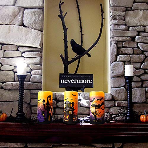 Castle, Witch, Bats Decal Halloween Decor Candles - Image 5