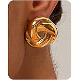 UANNEAU Gold Chunky Earrings for Women Trendy, 14K Gold Plated Dainty Blod Kont Earrings Statement Minimalist Hypoallergenic Earrings Gifts for Her Mom