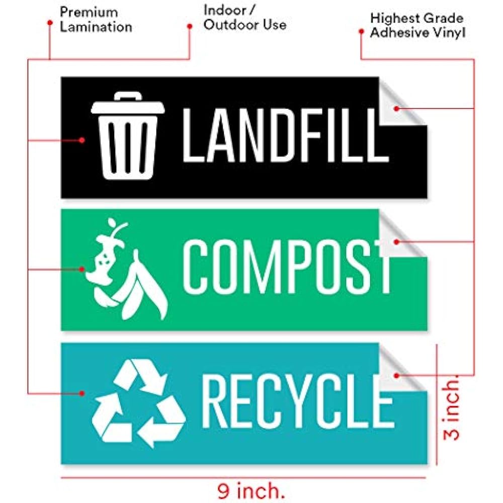 landfill recycle compost stickers premium uv outdoor indoor