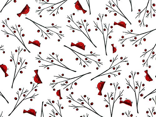 Cardinal Wrapping Paper Roll (Fanciful Cardinal) for Christmas Gift Wrap, 30