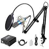 TONOR Pro Condenser Microphone XLR to 3.5mm Podcasting Studio Recording Condenser Microphone Kit Computer Mics with 48V Phantom Power Supply