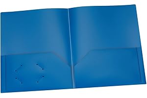 Oxford Folders, Two Pocket, Plastic, Letter Size, Blue, 25-Pack, Holds 100 Sheets, Lightweight and Durable with Business Card