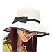 Home Prefer Womens Straw Sun Hat UPF50+ Wide Brim Floppy Hat Summer Beach Cap Cream