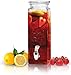 Circleware Tall Square Yorkshire Mason Beverage Dispenser with Glass Lid Glassware for Water, Iced Tea Kombucha, Punch and All Type of Cold Drinks, 80 Ounce