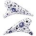 Miric Legend of Zelda Ocarina 12 Hole, Chinese Ceramic Alto C Blue Lotus Flower Pattern Glaze Surface Professional Level Ocarina With Protective Bag + Songbook