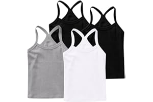 4-Pack Girls Tank Tops Racerback Camisole Undershirts Basic Camis Dance Clothes for 1-8 Years