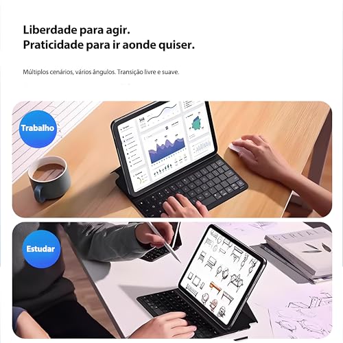 Teclado Smart para iPad A16 11ª Geração (Modelos A2696/A2757/A2777),Compatível com iPad 10ª Geração 10.9" Polegadas 2022 (A3354/A3355/A335) (Cinza)