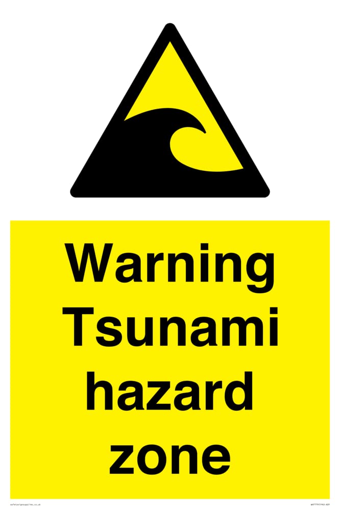 Warning Tsunami hazard zone Sign - 400x600mm - A2P