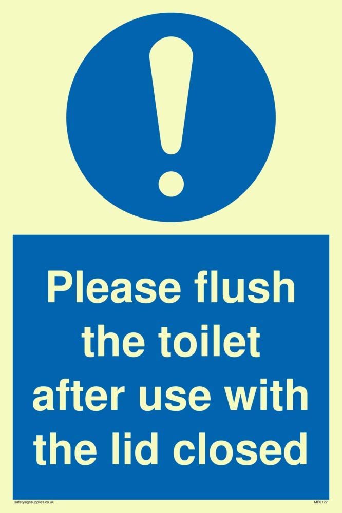 Please flush the toilet after use with the lid closed