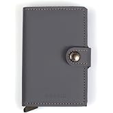 SECRID - Men's Mini wallet Genuine Matte Leather With RFID Safe Card Case for max 12 cards (Grey)