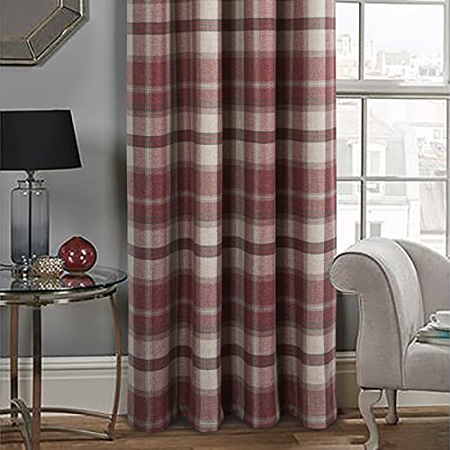 always4u Classic Red Plaid Curtains Highland Woolen Look Tartan