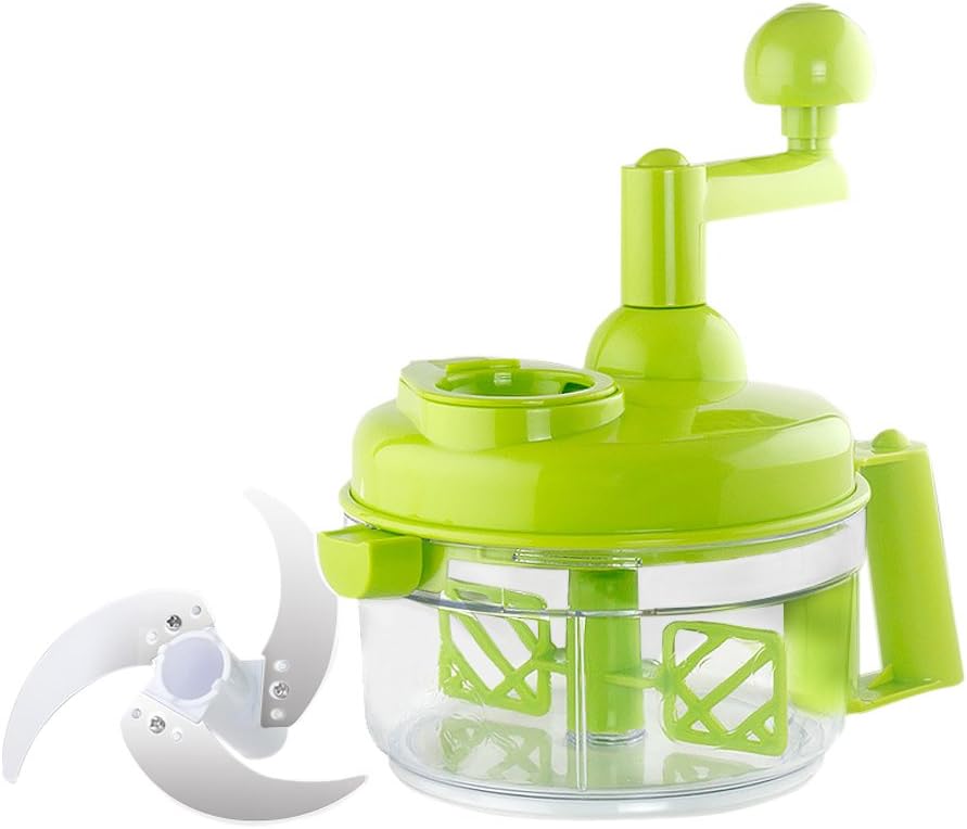 Food Chopper,Manual Food Processor,Stainless Steel 3-Blade,Veggies Garlic Onion Cutter,Mixer,Blender