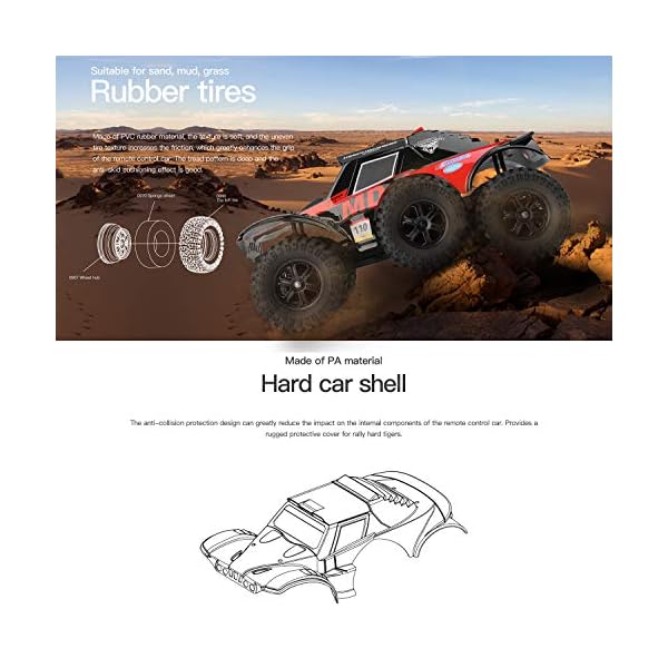 Weaston 60 km/h Hochgeschwindigkeitsrennen 2.4G Elektro-RC-Car 1:12 Großes 4WD-Stoßdämpfer-RC-Fahrzeug Bigfoot Climbing… – Bild 4