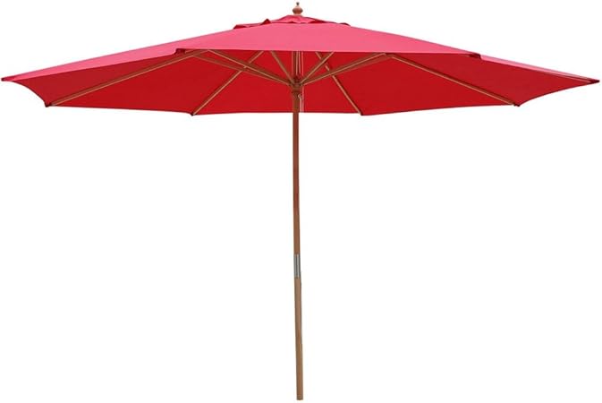 Amazon Com Legendary Yes 13 Foot Red Polyester Umbrella 8 Rib Solid Sycamore Wood Pole Pulley For Outdoor Patio Furniture Overhead Cover Canopy Uv Protection Sun Shade Cafe Shop Garden Outdoor