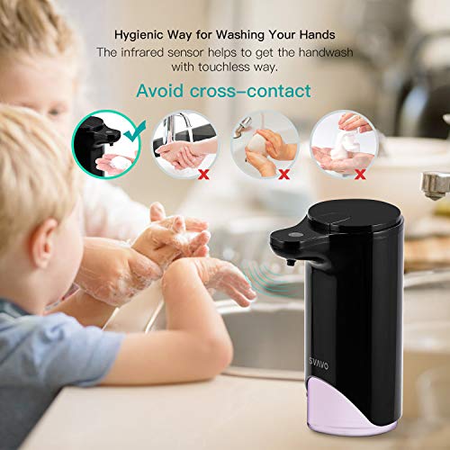 SVAVO Automatic Foaming Soap Dispenser, Hands-free Touchless Countertop Sensor Soap Dispensers Pump for Bathroom Kitchen Home Office Hotel School, Adjustable Foam Volume, 10oz 280ml (Black)