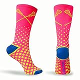 ChalkTalkSPORTS Lacrosse Athletic Half Cushioned Crew Socks | Sundae and Malibu Neon Designs