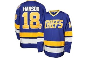 Atonmore Hanson Brothers Hockey Jersey Charlestown Chiefs 17 Steve 18 Jeff Slap Shot Movie Hockey Jerseys Blue White
