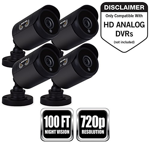 Night Owl Security, 4 Pack of 720p HD Wired Security Add-on Bullet Cameras (Black) - Night Owl