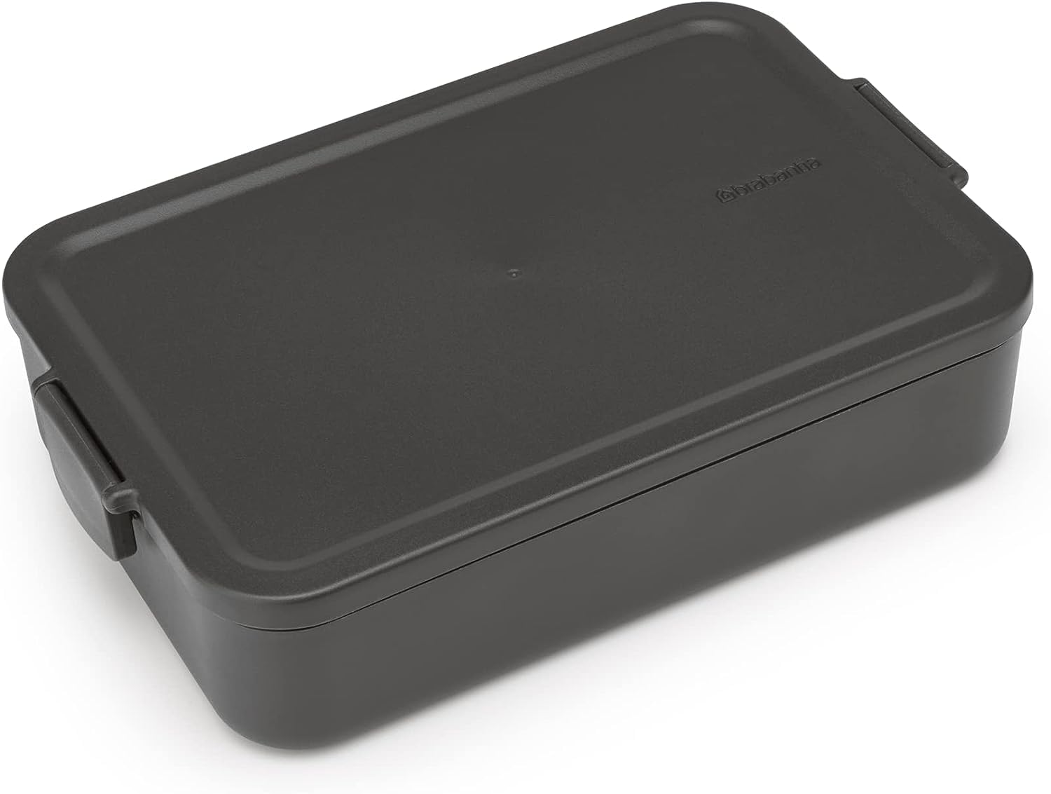 Brabantia - Make & Take Lunch Box - Large Volume (2L) - BPA-Free - Lid with Clips - Suitable for Freezer - Dishwasher & Microwave Safe - Dark Grey - 25.5 x 16.7 x 6 cm