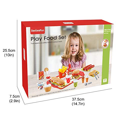 BeebeeRun Play Food Toys, Pretend Play Kitchen Set, Hamburger French