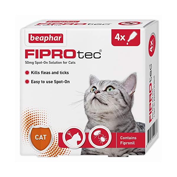 Beaphar | FIPROtec Spot-On for Cats | Kills Fleas & Ticks | Vet Strength Treatment | 4 Pipettes
