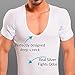 Ejis Sweatproof Undershirts Men w/Sweat Pads & Real Silver Micro Modal Deep V (Medium, White)
