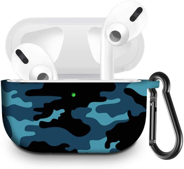 Silicone Cover Case with Keychain,Compatible with Airpods Pro,Cool Camouflage Soft Case Shockproof Cover Case Earphones Accessories Great Gift