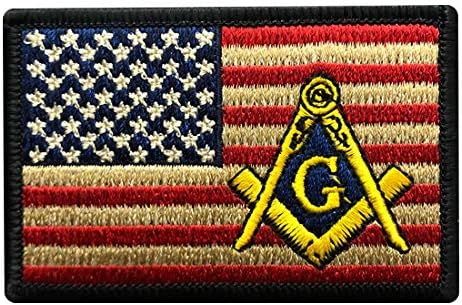 Masonic USA American Flag Tactical Patch Hook Fastener -3.0 X 2.0 inch -MS4]