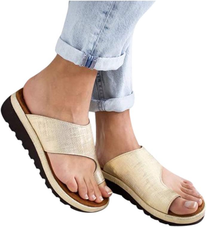 Women's Flats Wedges Platform Sandals Comfy Open Toe Beach Travel Shoes Heel Massage Soft Bottom Non-Slip