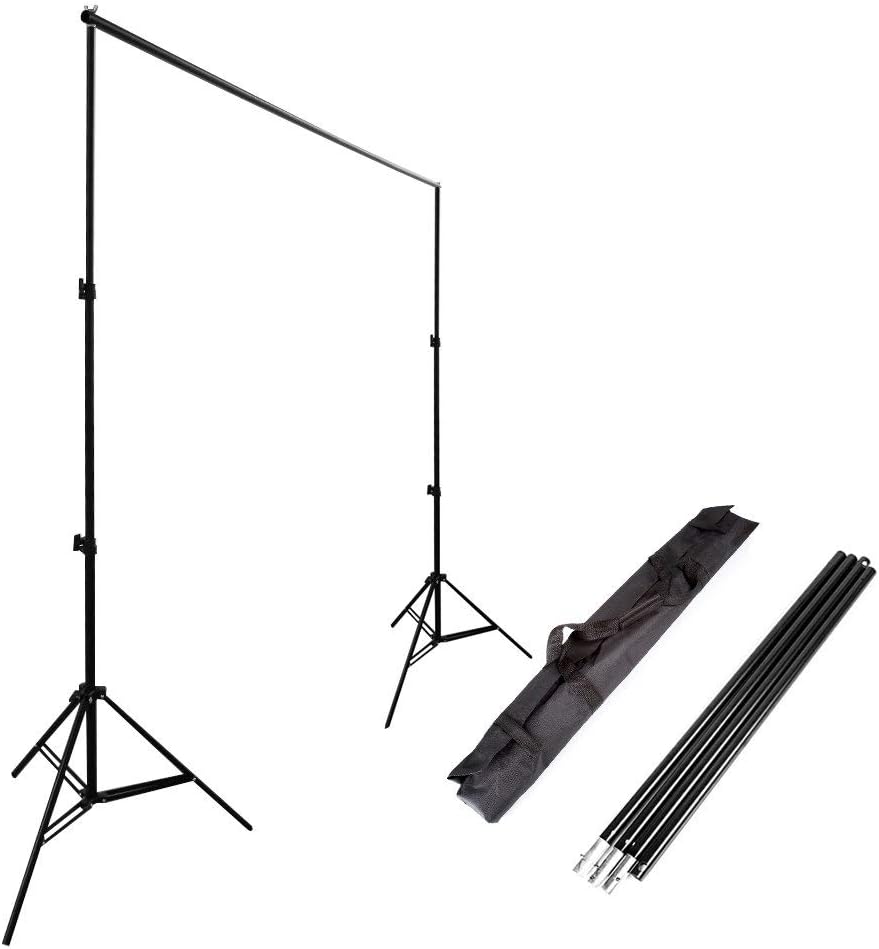 Hersmay 2.4x3m Backdrop Stand Photography Background Support System Heavy Duty Backdrop Stand Holder Crossbar Kit with Carrying Case for Paper Muslin Vinyl Non-Woven Backdrops