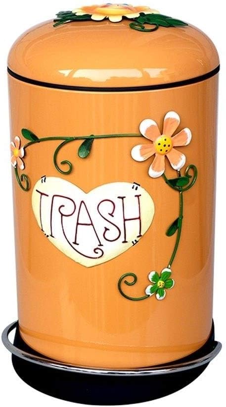 NYKK Recycler Bin/Garbage Container Bin 8L Capacity Trash Can with Cover Mute Pedal Trash Can Suitable for Living Room Bedroom Children's Room Trash Hideaway/Outdoor Dustbins (Color : Orange)