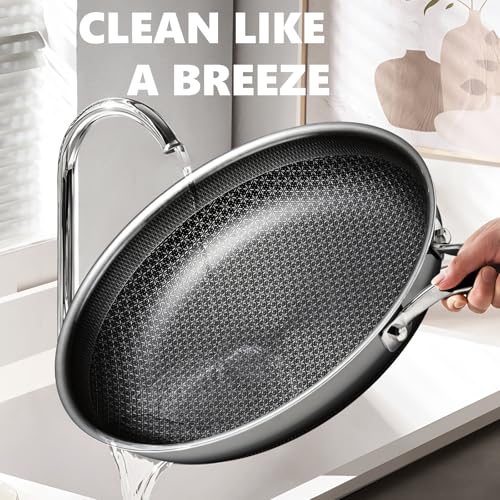 SNOWCLAD Hybrid Non-Stick Frying Pan 28cm, PFOA-Free Cookware, Suitable for All Hob Types, Durable & Easy Clean