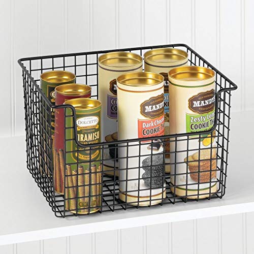 mDesign Metal Kitchen Pantry Food Storage Organizer Basket Farmhouse