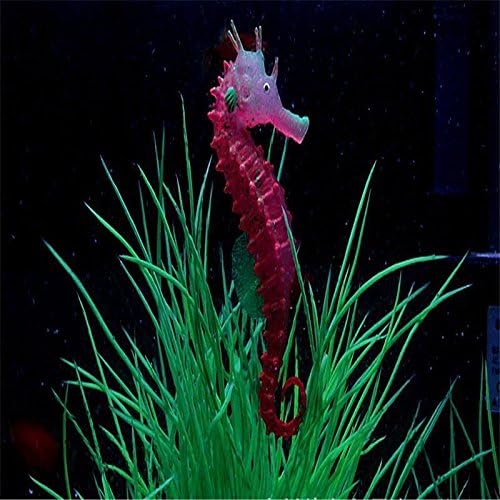 New Aquarium Fish Tank Landscaping Decoration Glow Simulation Hippocampus Ornament "Red"Set 034