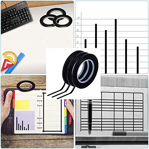 kiniza 4 Rolls 4 mm 1/8” Whiteboard Tape, Graphic Tape Pinstripe Tape