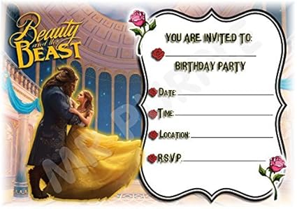 Disney La Bella E La Bestia Festa Di Compleanno Inviti