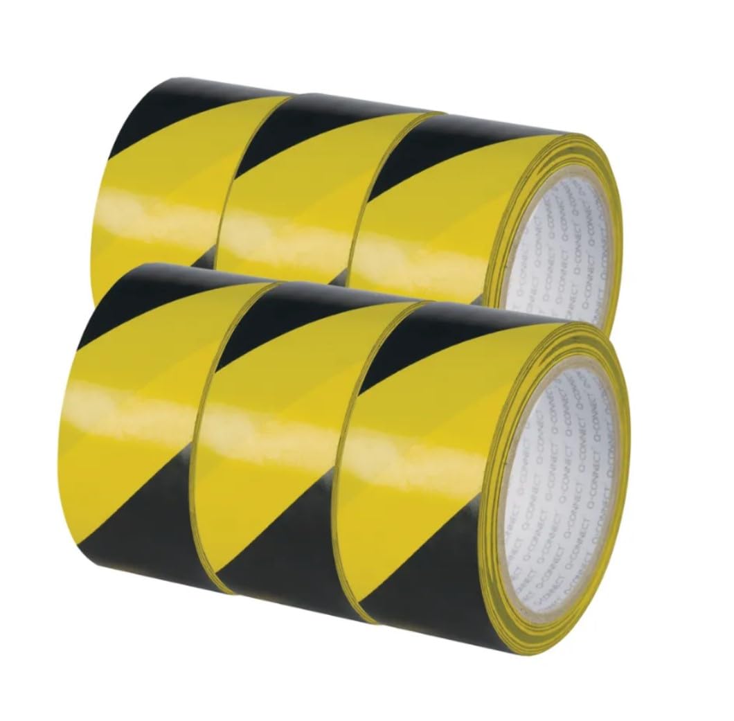 Q-Connect Yellow Black Hazard Tape (Pack of 6)