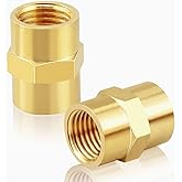 ANPTGHT Acoplador NPT de latón para tubería, 1/4" x 1/4" rosca hembra estándar NPT (paquete de 2)