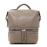 SUSU Genuine Leather Backpack for Women Elephant Grey Backpacks For Women Gray Stylish Backpack Purse Designer Handbags Pebbled Genuine Leather Fashionable Bags with Light Gold Front Zipper Pockets