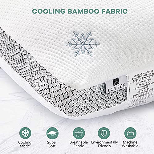 LOVTEX Cooling Bamboo Pillow Queen Size Cross Cut Foam Pillow with