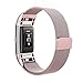 Fitbit Charge 2 Bands, Coukou Milanese Loop Stainless Steel Bracelet Replacement Wristbands Smart Watch Strap with Unique Magnet Lock for Fitbit Charge 2 - Rose Gold
