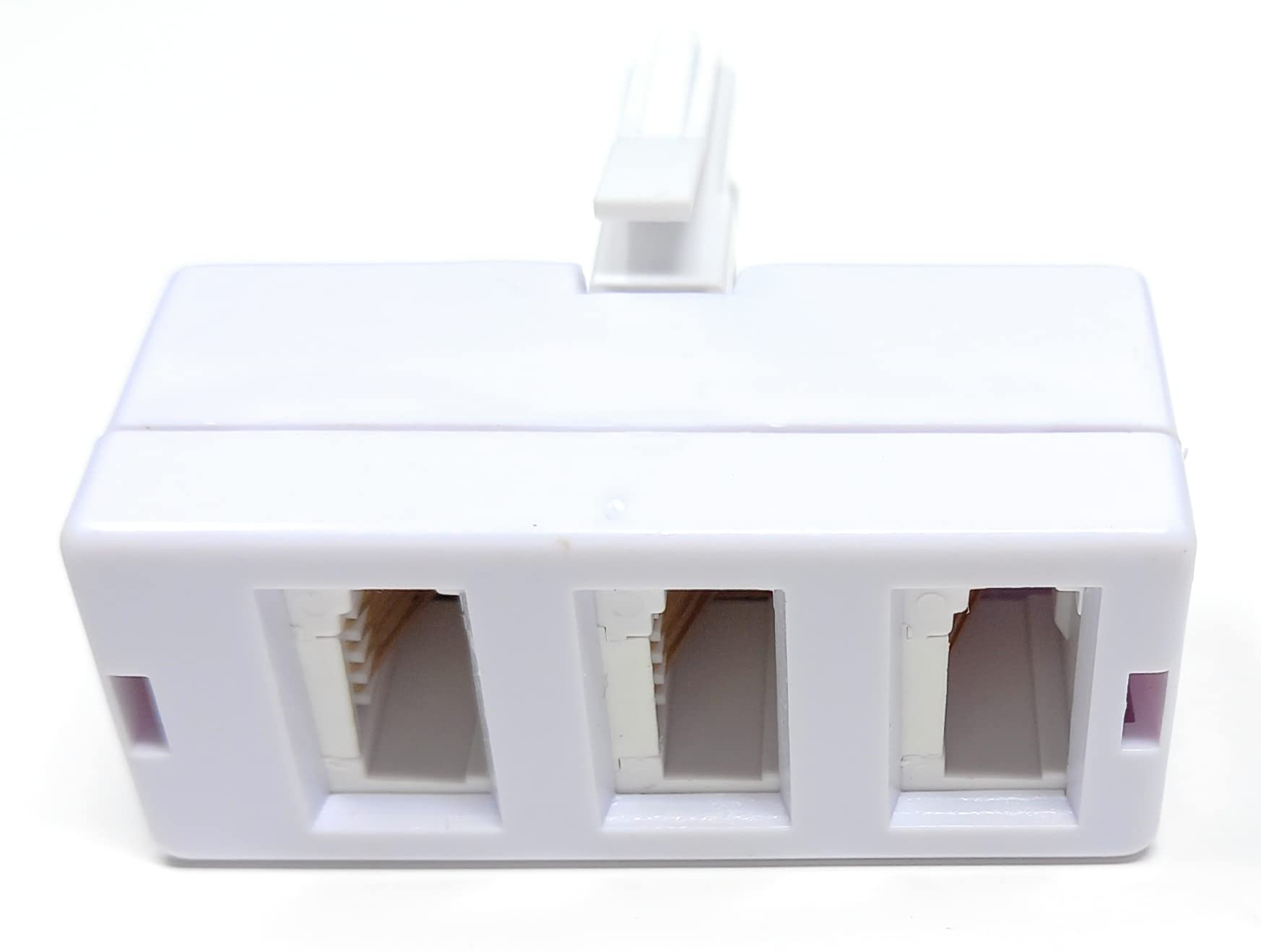 DRUT BT 1 x BT Plug - 3 x BT Sockets Telephone Splitter BT Phone Lines T Shaped Cable Adapter, White (Three Way)
